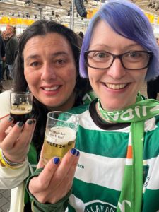 Katie and Lisa at the Mikkeller Beer Fest, in their finest Eurovision garb